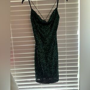 Dark Green sequin homecoming dress